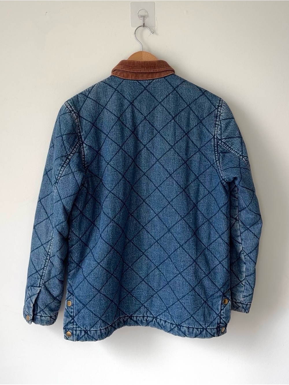 Vintage Lauren Ralph Lauren Quilted Denim Barn Coat Size P Corduroy Chore Lined - Picture 9 of 14